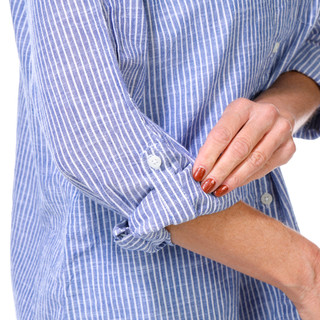 Thumbnail 5: Dash Dash Petite Long Sleeve Roll Tab Button Down Front Back Top 