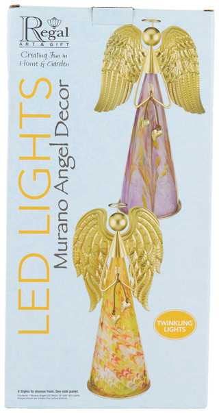 Thumbnail 3: Regal Arts & Gifts Regal Arts & Gifts 13 in LED Murano Angel Garden Accent 