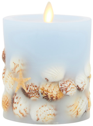 Thumbnail 1: Luminara Luminara 4.5 in Seashell Real Flame Effect Pillar Candle 