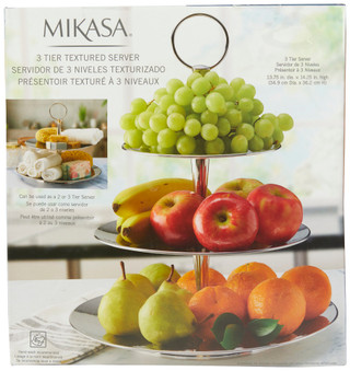Thumbnail 2: Mikasa Mikasa 14.25 in Textured Stainless Steel 3-Tier Server 