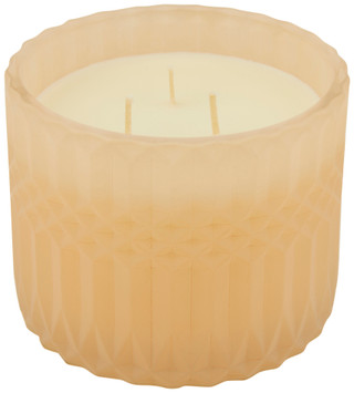 Thumbnail 1: ENCHANTE 12 oz Faceted Frosted Glass Flower Charm Lid Scented Candle 