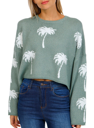 Thumbnail 1: MOON & MADISON Moon & Madison Juniors Long Sleeve Palm Pullover Top 