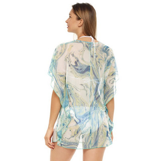 Thumbnail 2: Jordan Taylor Womens  Teal V Neck Mesh Caftan Cover Up 