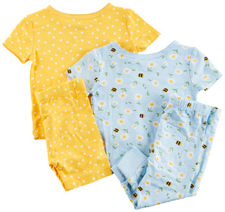 Thumbnail 2: Little Me Little Me Baby Girls 4 Pc Short Sleeve Pajama Set 