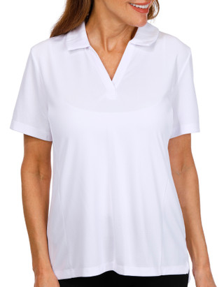 Thumbnail 1: Coral Bay Golf Coral Bay Golf Womens Short Sleeve Pique V Neck Polo Top 
