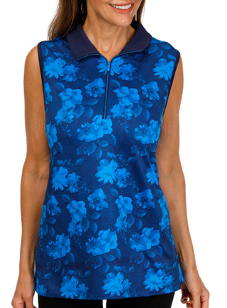 Thumbnail 1: PGA TOUR PGA Tour Womens Active Sleeveless Floral Collared Top 