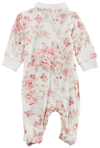 Thumbnail 2: Baby Essentials Baby Essentials Baby Girl 2 Pc Rose Footed Sleeper & Hat Set 