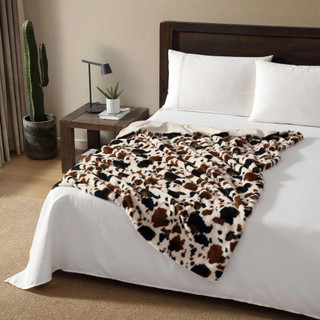 Thumbnail 1: Wrangler Wrangler Spotted Cow Faux Rabbit Fur Throw 