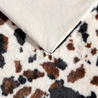 Thumbnail 4: Wrangler Wrangler Spotted Cow Faux Rabbit Fur Throw 