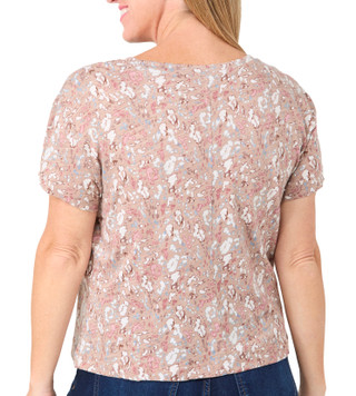 Thumbnail 2: Blue Sol Blue Sol Womens Short Sleeve Abstract Floral Print Crop Top 