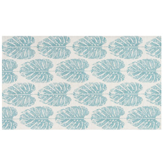 Thumbnail 1: Nourison Nourison 27x45 Tybee Blue Leaf Print Accent Rug 