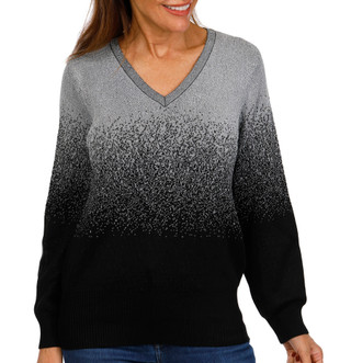 Thumbnail 1: BIRCH NY Birch NY Womens Long Sleeve V-Neck Glitz Glam Sweater 
