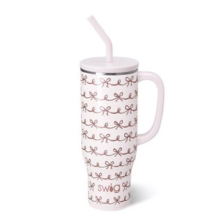 Thumbnail 1: Swig Swig 30 oz Pink Bows Stainless Steel Mega Mug Tumbler 