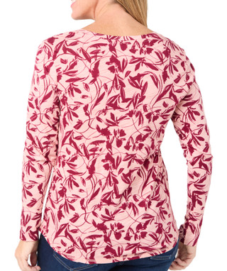 Thumbnail 2: Blue Sol Blue Sol Petite Scrolled Leaves Long Sleeve V-Neck Top 