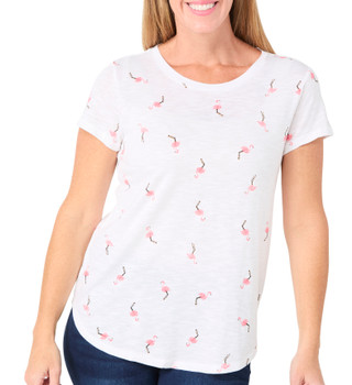 Thumbnail 1: Workshop Workshop Womens Short Sleeve Crew Neck Flamingo Print Top 