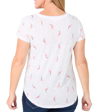 Thumbnail 3: Workshop Workshop Womens Short Sleeve Crew Neck Flamingo Print Top 