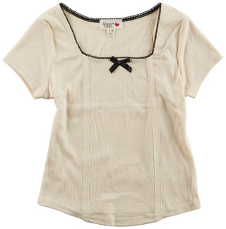 Thumbnail 1: DREAMGIRL Dream Girl Big Girls Short Sleeve Square Neck Ribbed Top 