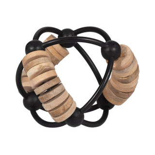 Thumbnail 2: Sagebrook Home Sagebrook Home 6 in Wood & Metal Orb Home Accent 