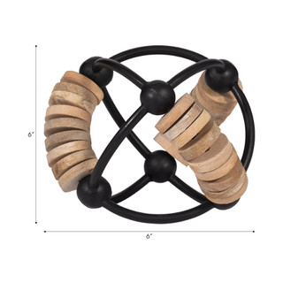Thumbnail 4: Sagebrook Home Sagebrook Home 6 in Wood & Metal Orb Home Accent 