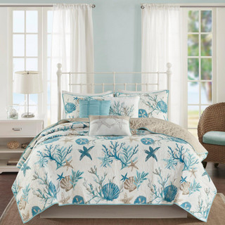Thumbnail 4: Madison Park Pebble Beach Cotton Sateen Quilt Set with Throw Pillows 