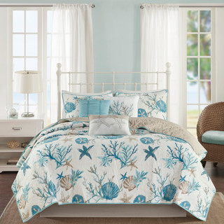 Thumbnail 4: Madison Park Pebble Beach Cotton Sateen Quilt Set with Throw Pillows 