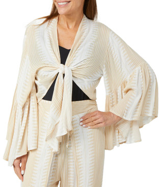 Thumbnail 1: SENSEA Sensea Womens 3/4 Bell Sleeve Drape Top Coverup 