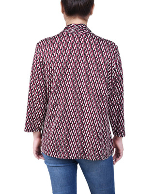 Thumbnail 3: NY COLLECTION NY Collection Petite Puff Print 3/4 Sleeve Two-Fer Top 