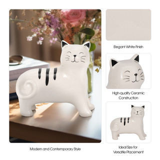Thumbnail 5: Sagebrook Home Sagebrook Home 7 in Ceramic Cream Cat Figurine 