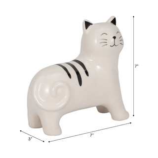 Thumbnail 6: Sagebrook Home Sagebrook Home 7 in Ceramic Cream Cat Figurine 