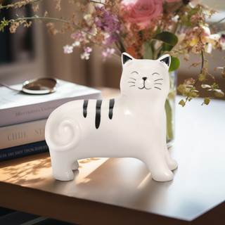 Thumbnail 9: Sagebrook Home Sagebrook Home 7 in Ceramic Cream Cat Figurine 