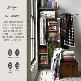 Thumbnail 8: Eddie Bauer Eddie Bauer Edgewood Plaid Reversible Flannel Throw 