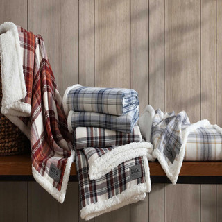 Thumbnail 11: Eddie Bauer Eddie Bauer Edgewood Plaid Reversible Flannel Throw 