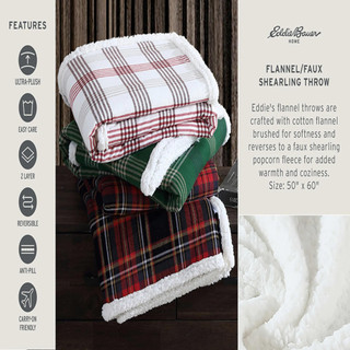 Thumbnail 12: Eddie Bauer Eddie Bauer Edgewood Plaid Reversible Flannel Throw 