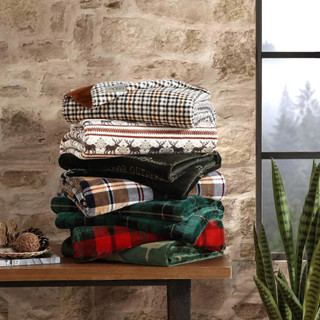 Thumbnail 5: Eddie Bauer Eddie Bauer Geese Kettle Falls Plaid Lush Throw 