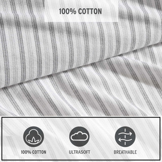 Thumbnail 13: Eddie Bauer Eddie Bauer Ticking Stripe Flannel Sheet Set 