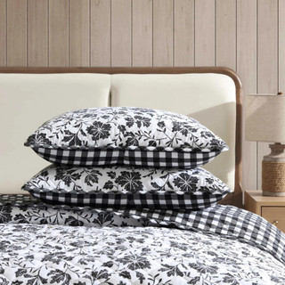 Thumbnail 22: Eddie Bauer Woodblock Reversible Floral Flannel Quilt & Sham Set 
