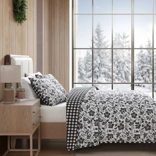 Thumbnail 23: Eddie Bauer Woodblock Reversible Floral Flannel Quilt & Sham Set 