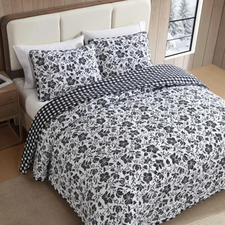 Thumbnail 35: Eddie Bauer Woodblock Reversible Floral Flannel Quilt & Sham Set 