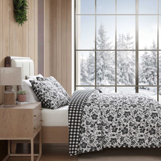Thumbnail 22: Eddie Bauer Woodblock Reversible Floral Flannel Quilt & Sham Set 