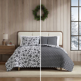 Thumbnail 28: Eddie Bauer Woodblock Reversible Floral Flannel Quilt & Sham Set 