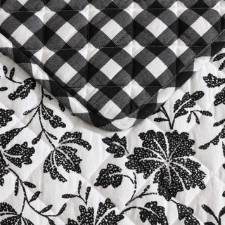 Thumbnail 37: Eddie Bauer Woodblock Reversible Floral Flannel Quilt & Sham Set 