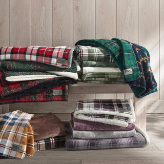 Thumbnail 6: Eddie Bauer Eddie Bauer Capitol Hill Plaid Reversible Flannel Throw 