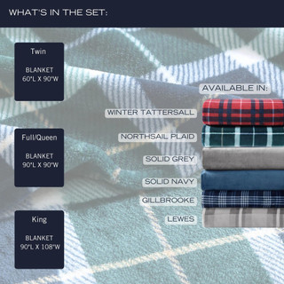 Thumbnail 39: Nautica Nautica Northsail Ultra Soft Plush Fleece Plaid Blanket 