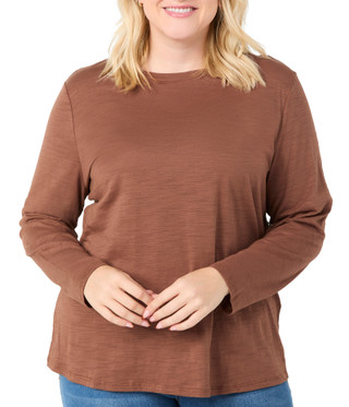 Thumbnail 1: Blue Sol Blue Sol Plus Solid Luxey Long Sleeve Round Neck Top 