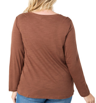 Thumbnail 2: Blue Sol Blue Sol Plus Solid Luxey Long Sleeve Round Neck Top 