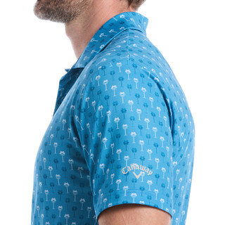 Thumbnail 3: Callaway Callaway Mens Short Sleeve Palm Print Polo Shirt 