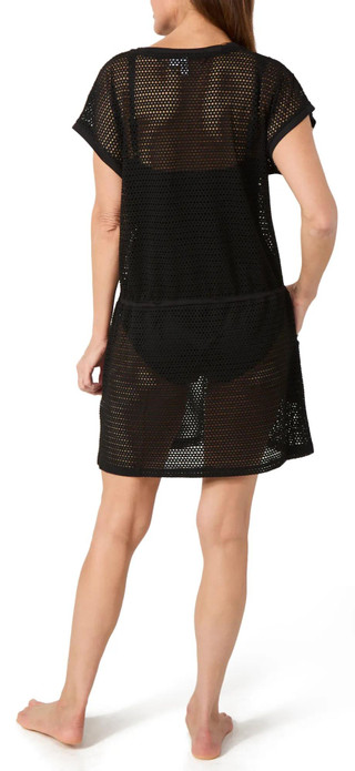 Thumbnail 4: DKNY DKNY Womens Short Sleeve Mesh Drawstring Tunic Coverup 