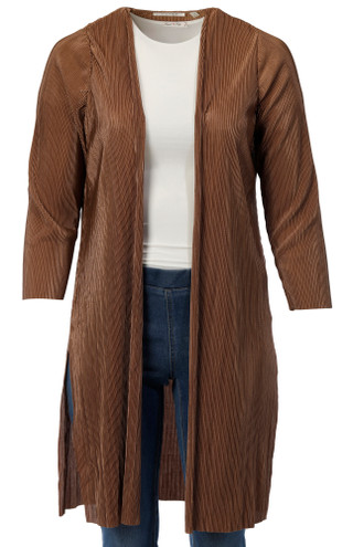 Thumbnail 1: Cyrus Cyrus Plus Long Sleeve Pleated Side Slits Duster 