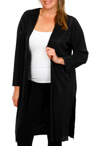 Thumbnail 1: Cyrus Cyrus Plus Long Sleeve Pleated Side Slits Duster 