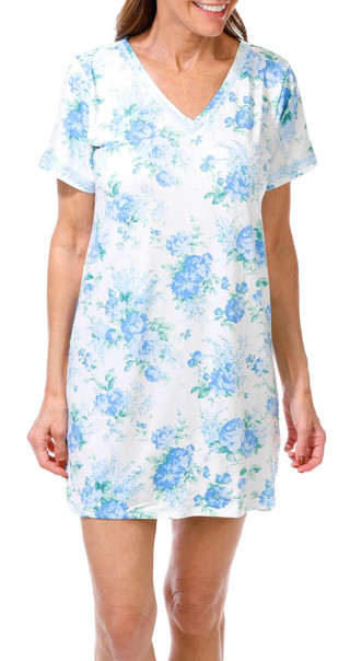 Thumbnail 2: FLORA Flora Womens Short Sleeve Floral Nightgown 